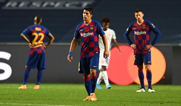 FOOTBALL : FC Barcelone vs Bayern Munich - 1/4 - Phase finale - UEFA Ligue des Champions - Final 8 - Lisbonne - 14/08/2020 LISBON, PORTUGAL - AUGUST 14: Luis Suarez of FC Barcelona, Barca looks deject ...