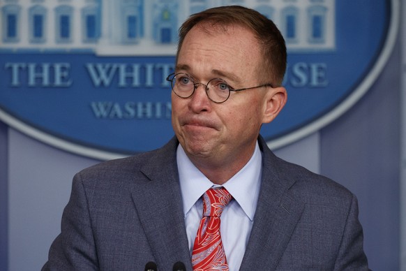 White House chief of staff Mick Mulvaney announces that the G7 will be held at Trump National Doral, Thursday, Oct. 17, 2019, in Washington. (AP Photo/Evan Vucci)
Mick Mulvaney