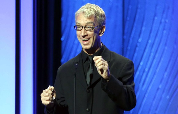 FILE - In this Nov. 15, 2012 file photo, comedian Andy Dick speaks onstage during the American Cinematheque 26th Annual Award Presentation to Ben Stiller 2012 in Beverly Hills, Calif. Los Angeles poli ...
