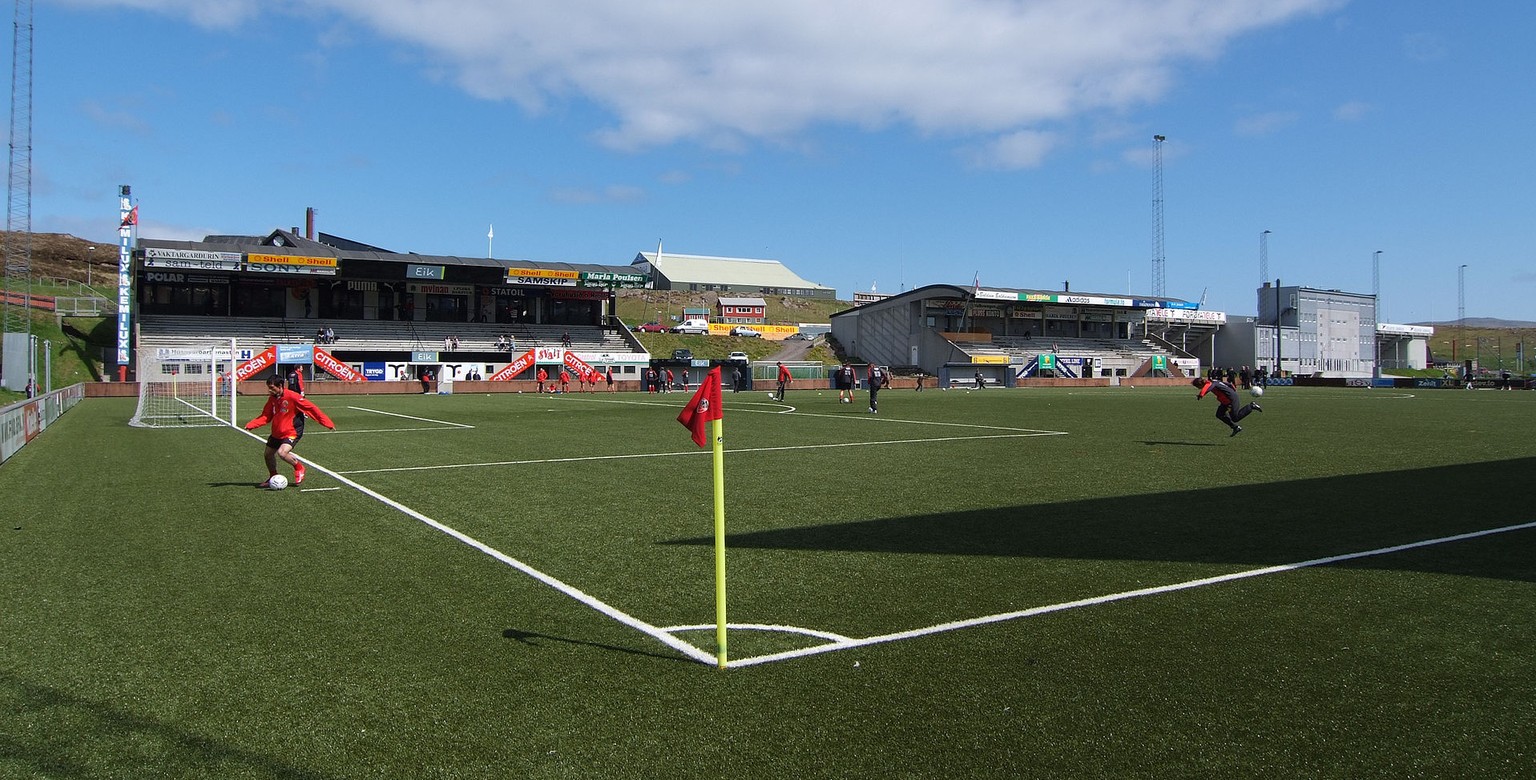 Das Gundadalur-Stadion in Torshavn ist bereit für die Live-Übertragungen auf Festland-Europa.