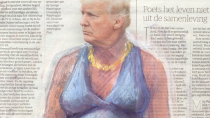 Die niederländische Künstlerin Jet Nijkamp «kleidet» Donald Trump neu ein.