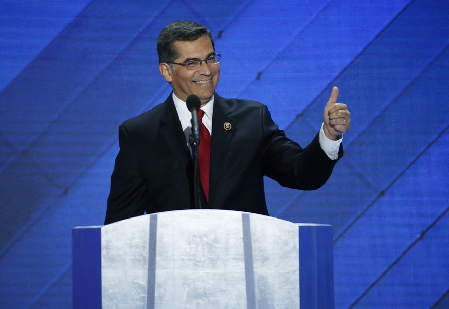 epa08867750 (FILE) - US Representative Xavier Becerra speaks during final day of the Democratic National Convention at the Wells Fargo Center in Philadelphia, Pennsylvania, USA, 28 July 2016 (Reissued ...