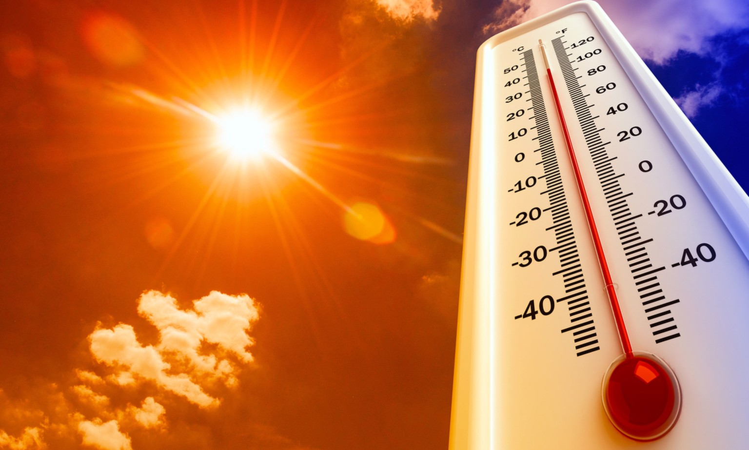 Hitze, Sonne, Thermometer (Symbolbild)
