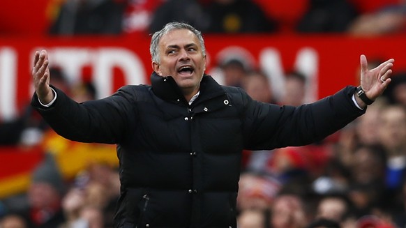 Britain Football Soccer - Manchester United v Arsenal - Premier League - Old Trafford - 19/11/16 Manchester United manager Jose Mourinho reacts after a penalty is not awarded to his team Action Images ...