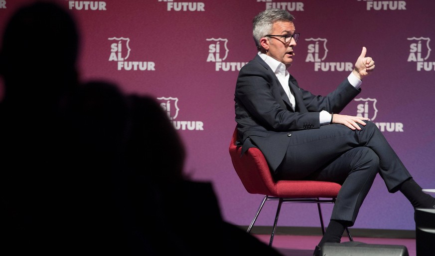 Catalan businessman Victor Font speaks during the presentation of his project to become FC Barcelona Barca s new President at the AXA Auditorium in Barcelona, north eastern Spain, 31 January 2019. Vic ...