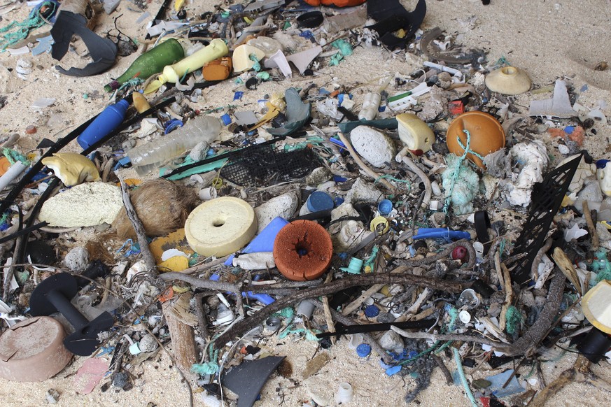 In this 2015 photo provided by Jennifer Lavers, plastic debris is strewn on the beach on Henderson Island. When researchers traveled to the tiny, uninhabited island in the middle of the Pacific Ocean, ...