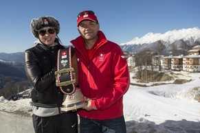 Gian Gilli mit Skifahrerin Abderhalden.