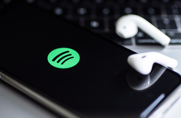 epa08981553 (FILE) - A close-up shows &#039;Spotify&#039; app on a smart phone in Berlin, Germany, 07 July 2020 (reissued 02 February 2021). Spotify will release its 4th quarter 2020 results on 03 Feb ...