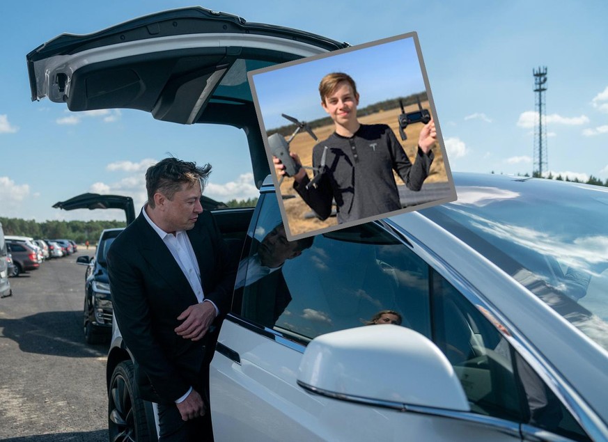 epa08643421 Tesla and SpaceX CEO Elon Musk enters a Tesla car after a statement at the construction site of the Tesla Giga Factory in Gruenheide near Berlin, Germany, 03 September 2020. Musk visited t ...