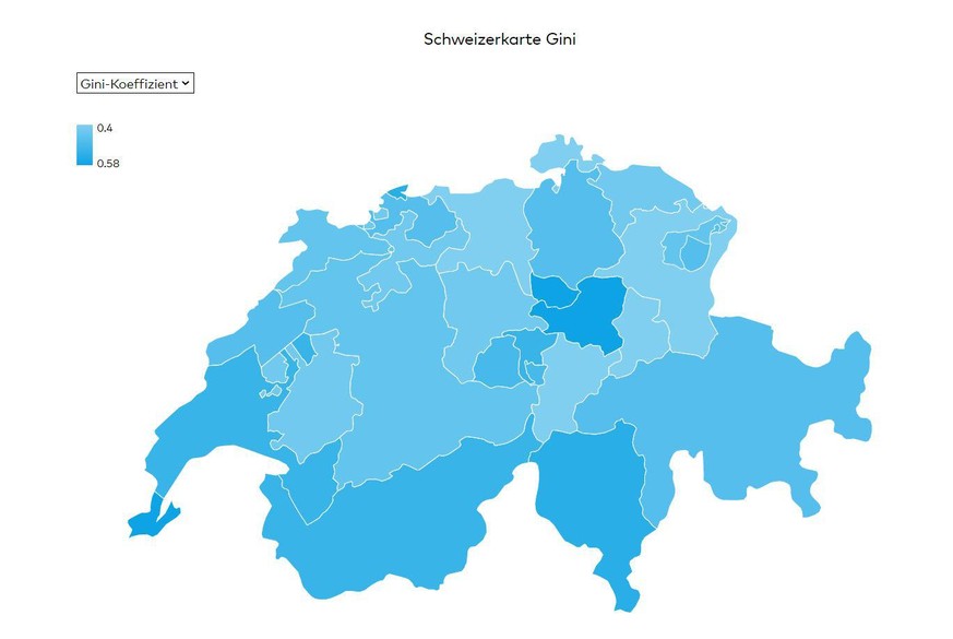 Schweizerkarte Gini-Koeffizient