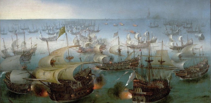 Day seven of the battle with the Armada, 7 August 1588, by Hendrick Cornelisz Vroom, 1601