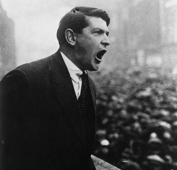 rish revolutionary leader Michael Collins (1890-1922) working the crowd in Dublin in 1922.
wikimedia