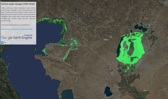 Aqua Monitor: Landgewinn bzw. Landverlust Aralsee