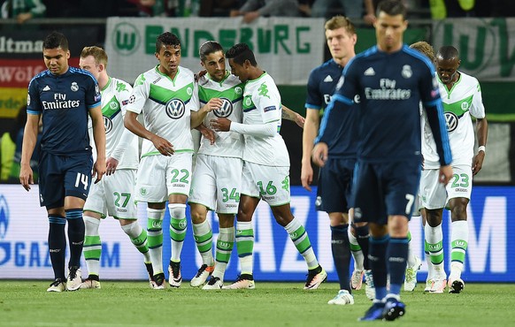 Passendes Bild zum Hinspiel: Wolfsburg jubel, Real lässt den Kopf hängen