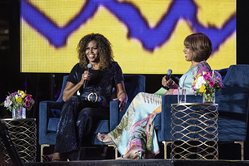 Michelle Obama and Gayle King participate in the 2019 Essence Festival at the Mercedes-Benz Superdome, Saturday, July 6, 2019, in New Orleans. (Photo by Amy Harris/Invision/AP)
Michelle Obama,Gayle Ki ...