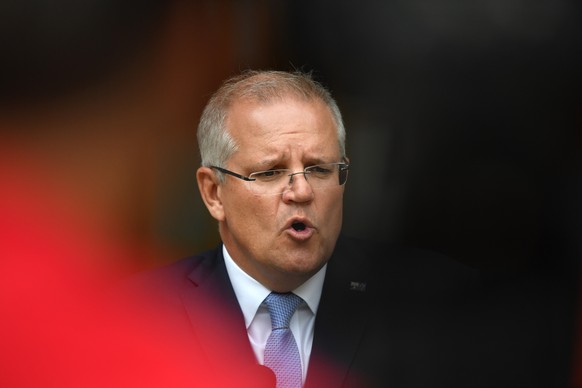 epa08113626 Australia&#039;s Prime Minister Scott Morrison speaks at a press conference at Parliament House in Canberra, Australia, 09 January 2020. According to media reports, Morrison said that Aust ...