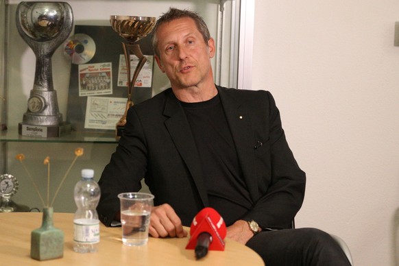 Aarau, 09.05.2015, Fussball Super League - MK Grasshopper Club Zuerich, Verwaltungsratspraesident Stephan Anliker (GCZ) bei der Pressekonferenz. (Marc Schumacher/EQ Images)