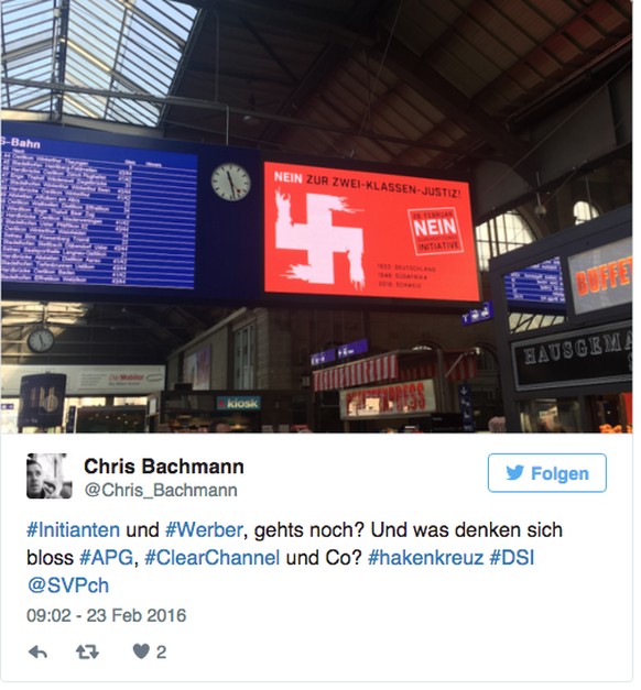 Das Plakat, hier zu sehen im Zürcher Hauptbahnhof, sorgt für Zündstoff.