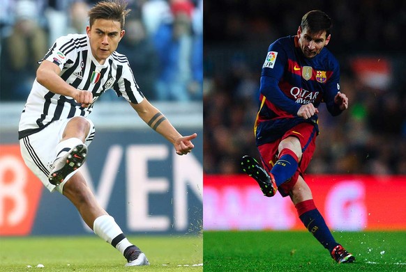 Paulo Dybala und Lionel Messi: Nicht nur bei der Schusshaltung ähneln sich die Argentinier.