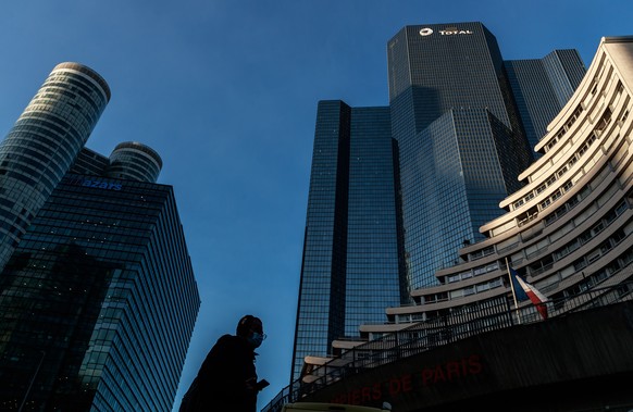 epa08966202 An exterior view of the headquarter of the French oil firm Total, in La Defense, Paris business district, France, 26 January 2021. Total plans to close its Grandpuits refinery and reassign ...