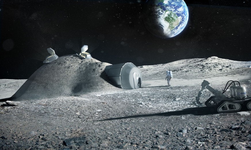 Künstlerische Darstellung einer Mondstation, Mine