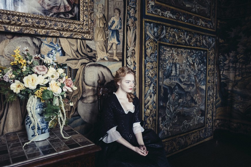This image released by Fox Searchlight Pictures shows Emma Stone from the film &quot;The Favourite,&quot; which will be featured on the opening night of the 56th New York Film Festival in New York. Th ...