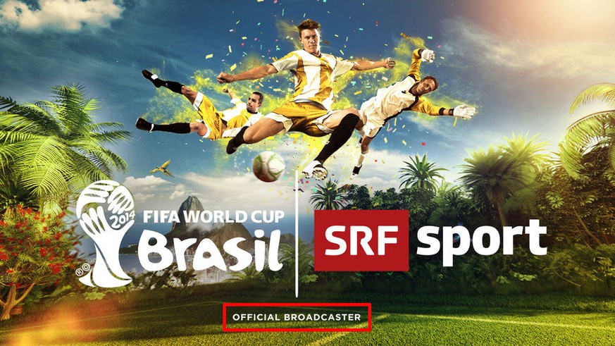 Die Kleinstangabe «Official Broadcaster» (rot umrahmt) informiert, dass SRF Sprachrohr der FIFA ist.&nbsp;