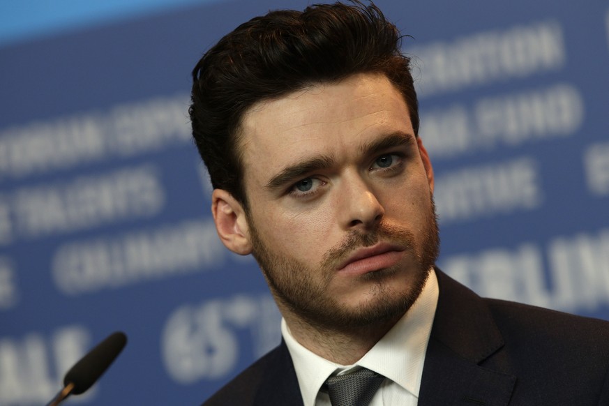 Actor Richard Madden during the press conference for the film Cinderella at the 2015 Berlinale Film Festival in Berlin, Friday,Feb. 13, 2015. (AP Photo/Michael Sohn)