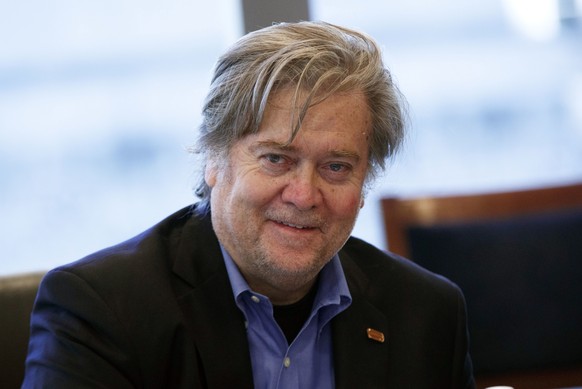 FILE - In this Oct. 7, 2016, file photo, Steve Bannon, former head of Breitbart News and campaign CEO for Republican presidential candidate Donald Trump, appears at a national security meeting with ad ...