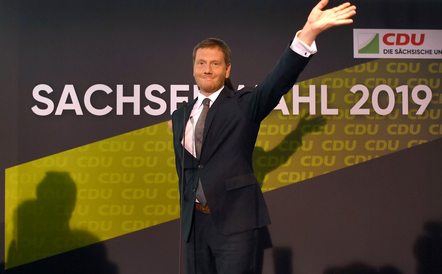 01.09.2019, Sachsen, Dresden: Michael Kretschmer, Ministerpräsident von Sachsen, bei der CDU-Wahlparty der Landtagswahl in Sachsen. Foto: Robert Michael/dpa +++ dpa-Bildfunk +++