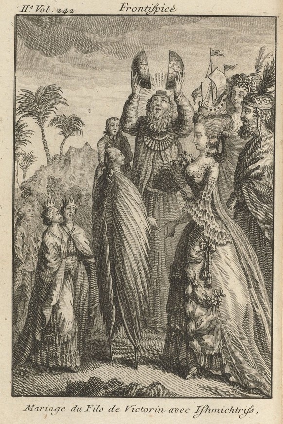 Illustration zu Rétif de la Bretonnes «La Découverte Australe par un Homme Volant» (1781).