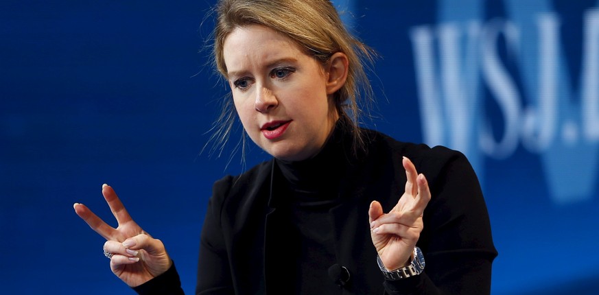 Elizabeth Holmes, founder and CEO of Theranos, speaks at the Wall Street Journal Digital Live (WSJDLive) conference at the Montage hotel in Laguna Beach, California, October 21, 2015. REUTERS/Mike Bla ...