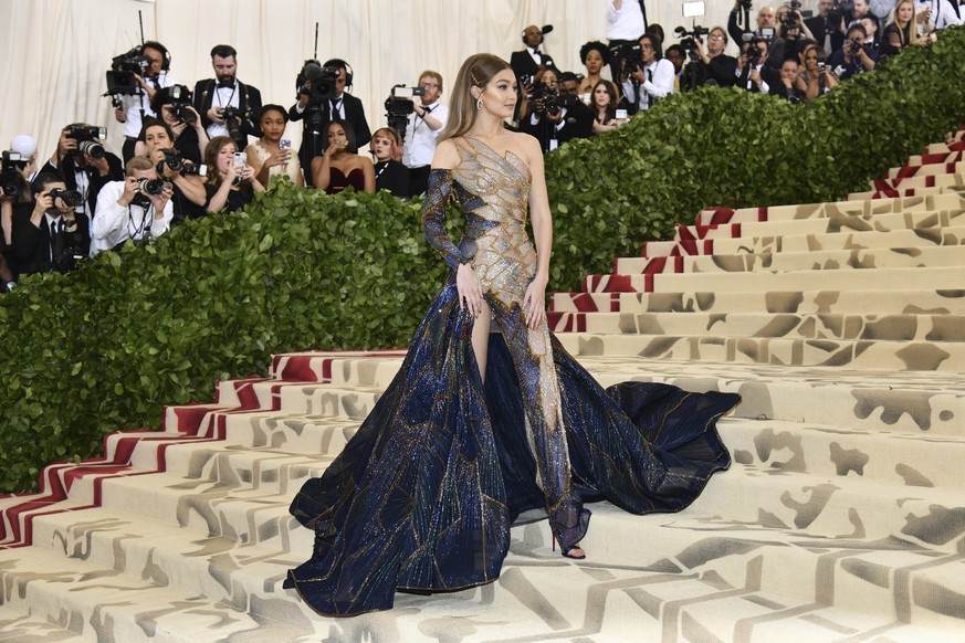 Gigi Hadid attends The Metropolitan Museum of Art&#039;s Costume Institute benefit gala celebrating the opening of the Heavenly Bodies: Fashion and the Catholic Imagination exhibition on Monday, May 7 ...