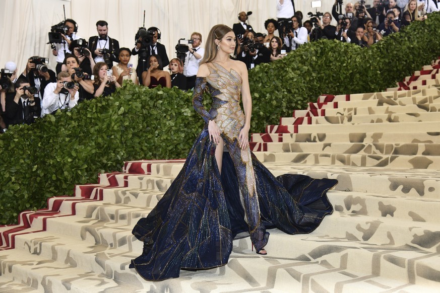Gigi Hadid attends The Metropolitan Museum of Art's Costume Institute benefit gala celebrating the opening of the Heavenly Bodies: Fashion and the Catholic Imagination exhibition on Monday, May 7 ...