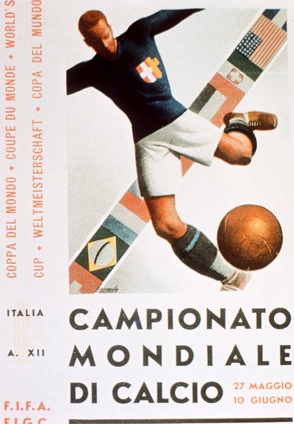 Official poster of the 1934 World Cup, played in Italy. (KEYSTONE/EPA/STR)