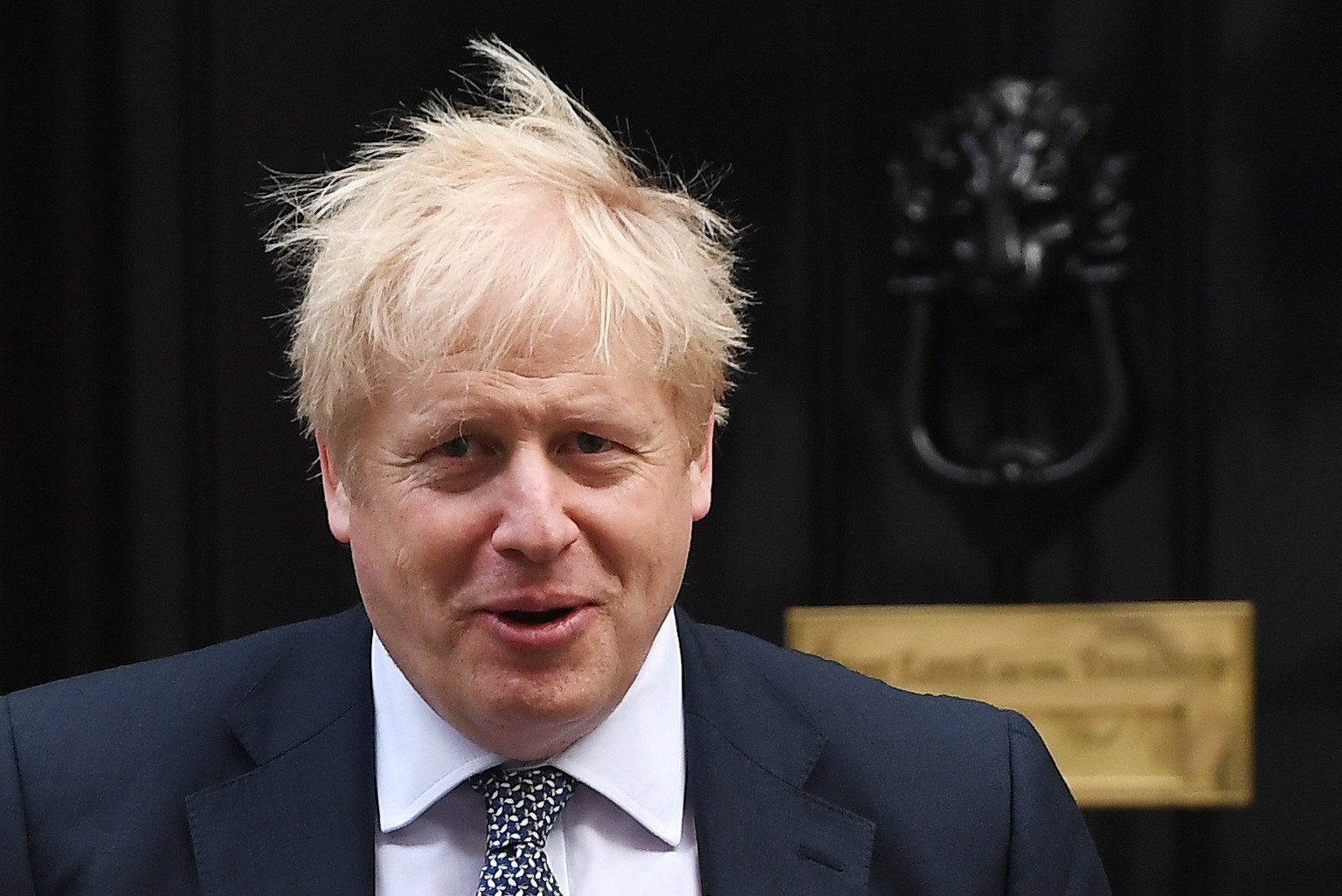 epa07962097 British Prime Minister Boris Johnson departs 10 Downing Street in London, Britain, 31 October 2019. Boris Johnson and Labour leader Jeremy Corbyn are set to unofficially kick off their gen ...