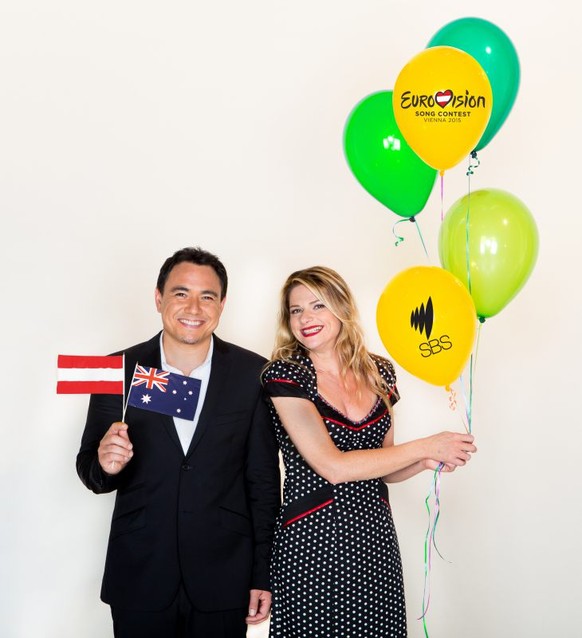 Sam Pang und Julia Zemiro moderieren seit Jahren schon den ESC für das australische Fernsehen.