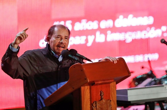 epa08072549 Nicaraguan President Daniel Ortega speaks during the closure of the XVII ALBA-TCP Summit (Bolivarian Alliance for the Peoples of Our America), in Havana, Cuba, 14 December 2019. EPA/Yander ...