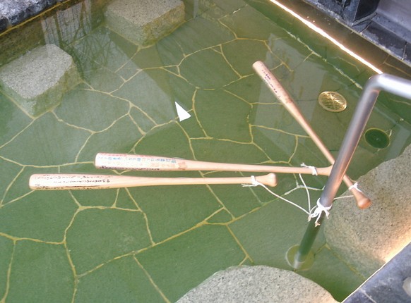 HANDOUT - Die von der Polizei in Toyokawa herausgegebene Aufnahme zeigt drei in einem Becken schwimmende Basballschl