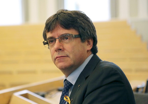 epa06628593 (FILE) - Former Catalonian leader Carles Puigdemont meets with students in Helsinki, Finland, 23 March 2018 (reissued 25 March 2018). Accoring to reports, German police on 25 March 2018 al ...