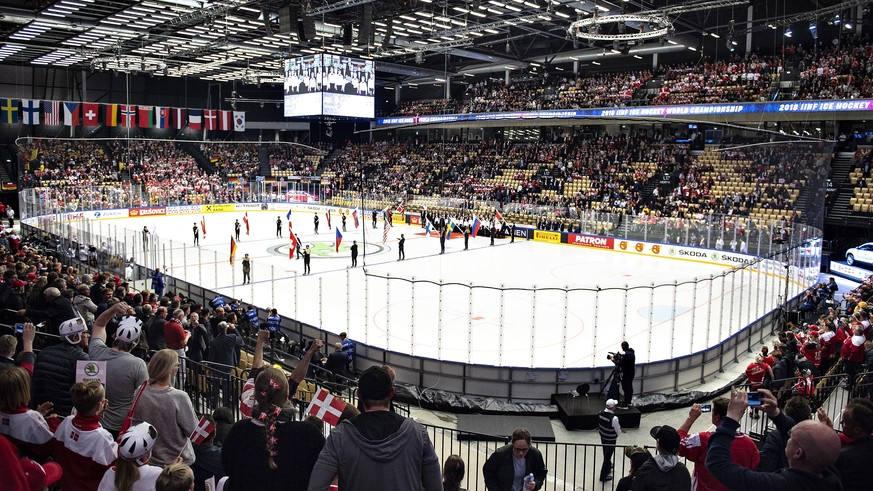 epa06711559 A general view on the Arena before the IIHF World Championship Group B match between Germany and Denmark in Jyske Bank Boxen in Herning, Denmark, 04 May 2018. EPA/HENNING BAGGER DENMARK OU ...