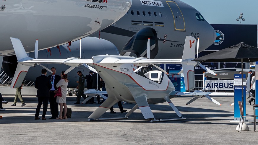 Ein Prototyp des autonom fliegenden Lufttaxis Vahana von Airbus.
