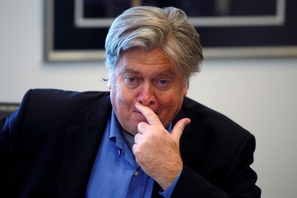 Campaign CEO Stephen Bannon listens during Republican presidential nominee Donald Trump&#039;s round table discussion on security at Trump Tower in the Manhattan borough of New York, U.S., August 17,  ...