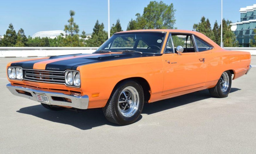 1969 plymouth roadrunner orange and black auto muscle car design retro usa https://bringatrailer.com/listing/1969-plymouth-road-runner-11/