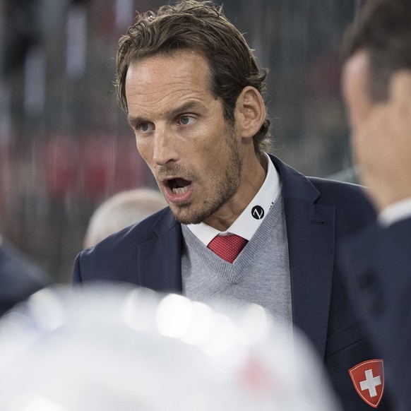 Patrick Fischer, head coach of Switzerland national ice hockey team, reacts during the 2017 Karjala Cup ice hockey match between Switzerland and Canada in the Tissot Arena in Biel, Switzerland, on Wed ...