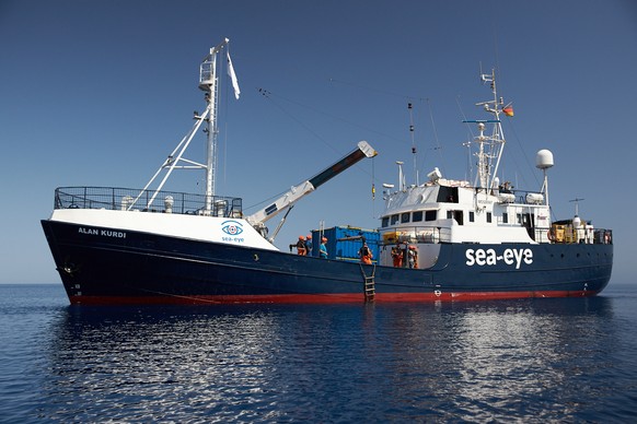 epa07755727 (FILE) - A handout photo made available by German civil sea rescue organisation sea-eye shows the Alan Kurdi vessel, at an undisclosed location, 29 June 2019 (reissued 04 August 2019). Acc ...