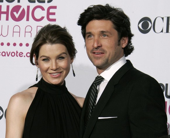 Ellen Pompeo and Patrick Dempsey are photographed after &quot;Grey&#039;s Anatomy&quot; won the favorite television drama award at the 33rd Annual People&#039;s Choice Awards on Tuesday, Jan. 9, 2007, ...