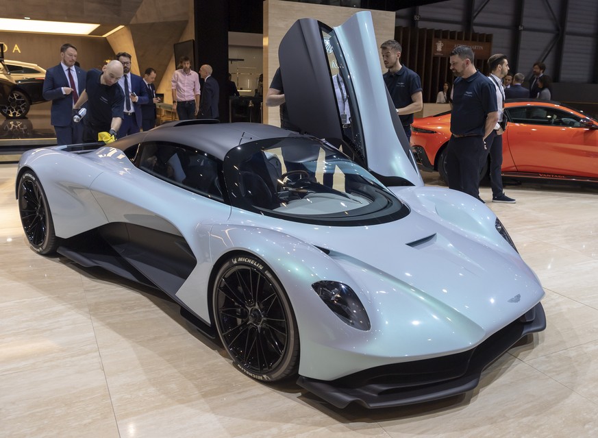 The new car Aston Martin AM-RB003 is presented during the press day at the 89th Geneva International Motor Show in Geneva, Switzerland, Wednesday, March 06, 2019. The Motor Show will open its gates to ...