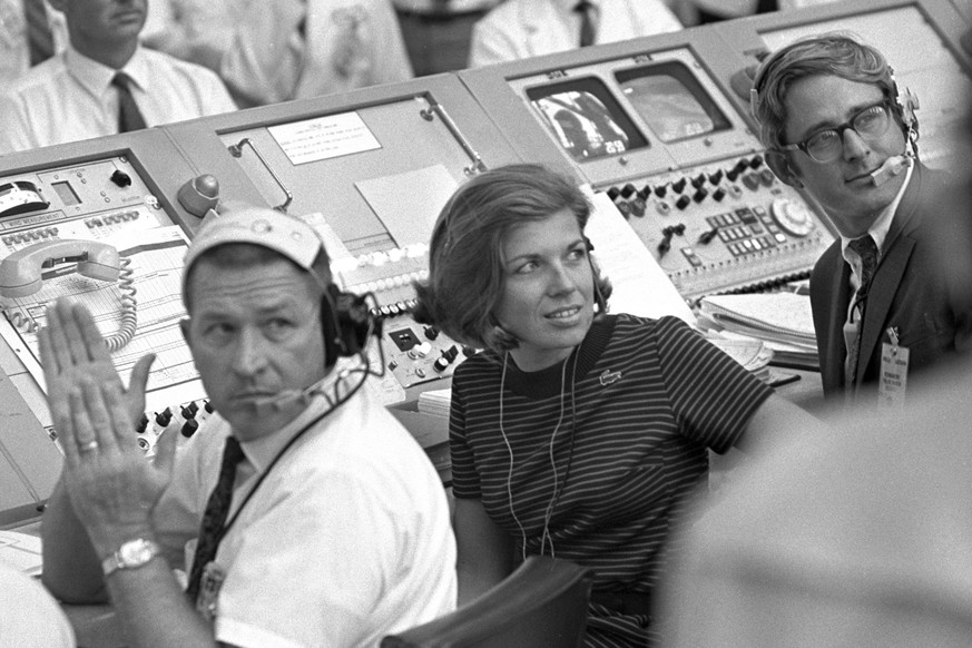 In this July 16, 1969 photo provided by NASA, JoAnn Morgan watches from the launch firing room during the launch of Apollo 11 in Cape Canaveral, Fla. Morgan, who worked on the Apollo 11 mission in 196 ...
