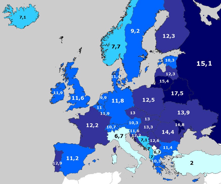 Alkoholkonsum in Europa, 2010